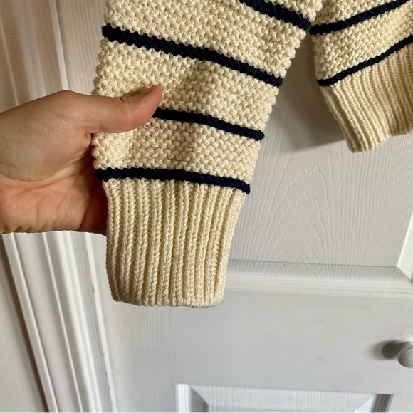 Alex Mill Nico Crewneck Cotton Cardigan Sweater Ivory Navy XS - Picture 7 of 11